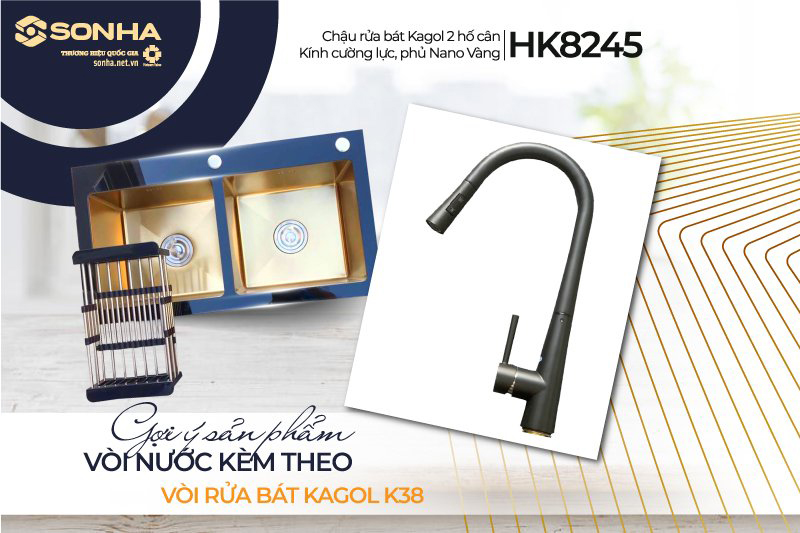 Vòi rửa Kagol K38 đi kèm chậu Kagol HK8245