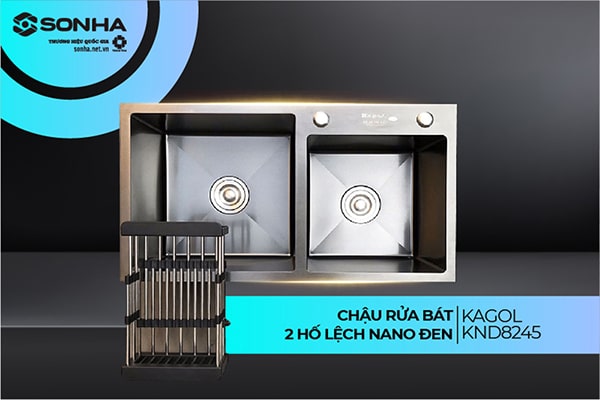 Chậu rửa bát Kagol KND8245 hai hố lệch