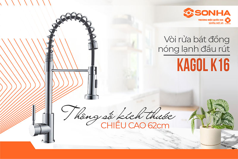 Thông số kích thước vòi rửa chén Kagol K16