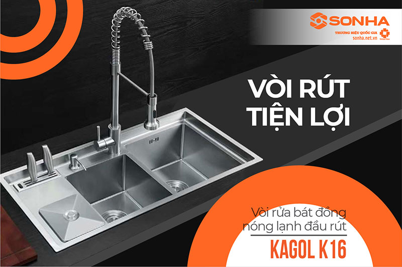 Vòi rửa bát dây rút Kagol K16