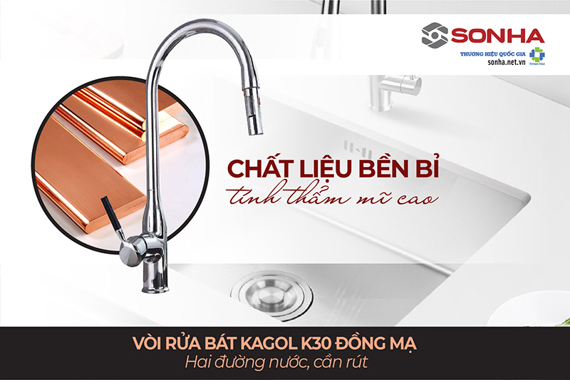 Vòi rửa bát Kagol K30 chất liệu bền bỉ