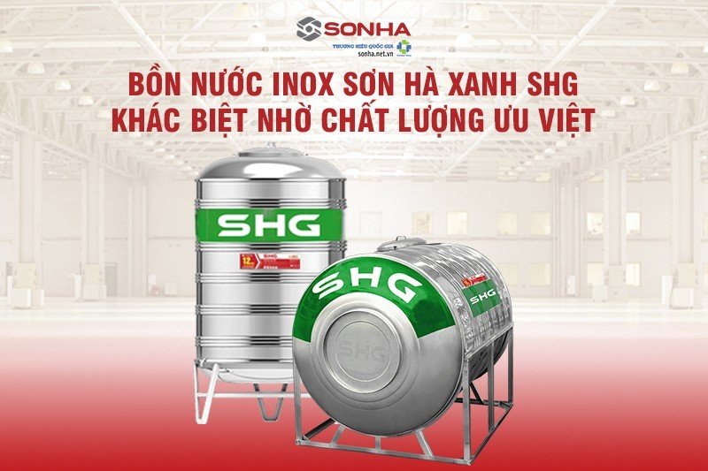 Bồn nước Inox Sơn Hà Xanh SHG 500L đứng