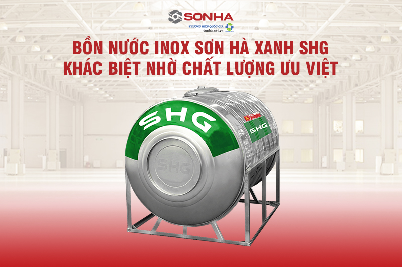 Bồn nước Inox Sơn Hà Xanh SHG 700L Ngang - SHG700F720