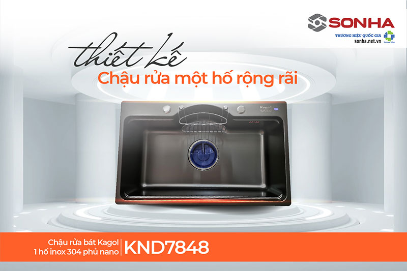 Thiết kế chậu Kagol KND7848 một hố rộng rãi