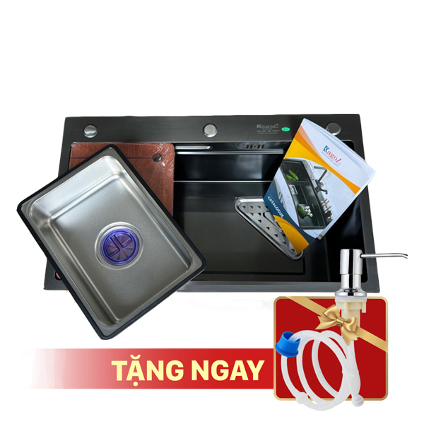 Chậu Rửa Bát Kagol KND7545 1 Hố Nano Đen (750x450x230 mm)