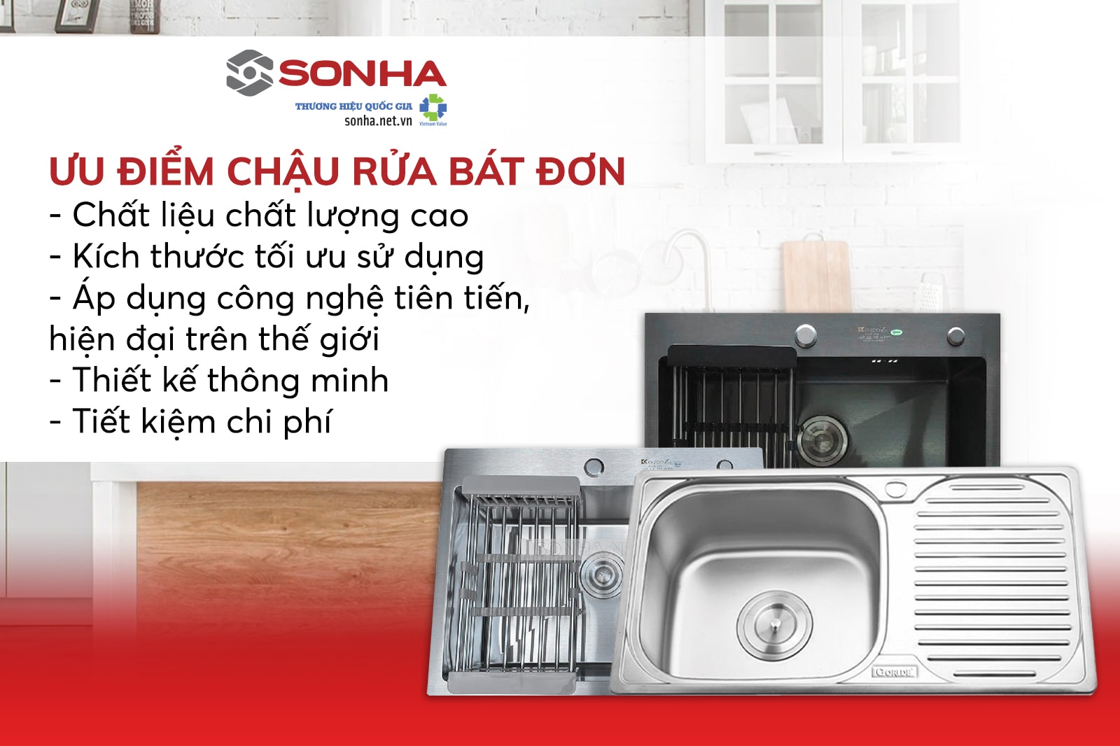 Ưu điểm chậu rửa bát 1 hố